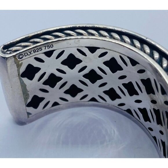 DAVID YURMAN SILVER 925 & 18K GOLD ALBION WHITE AGATE 25MM Wide - Picture 9 of 16